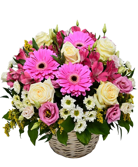 Cesto di rose rosa